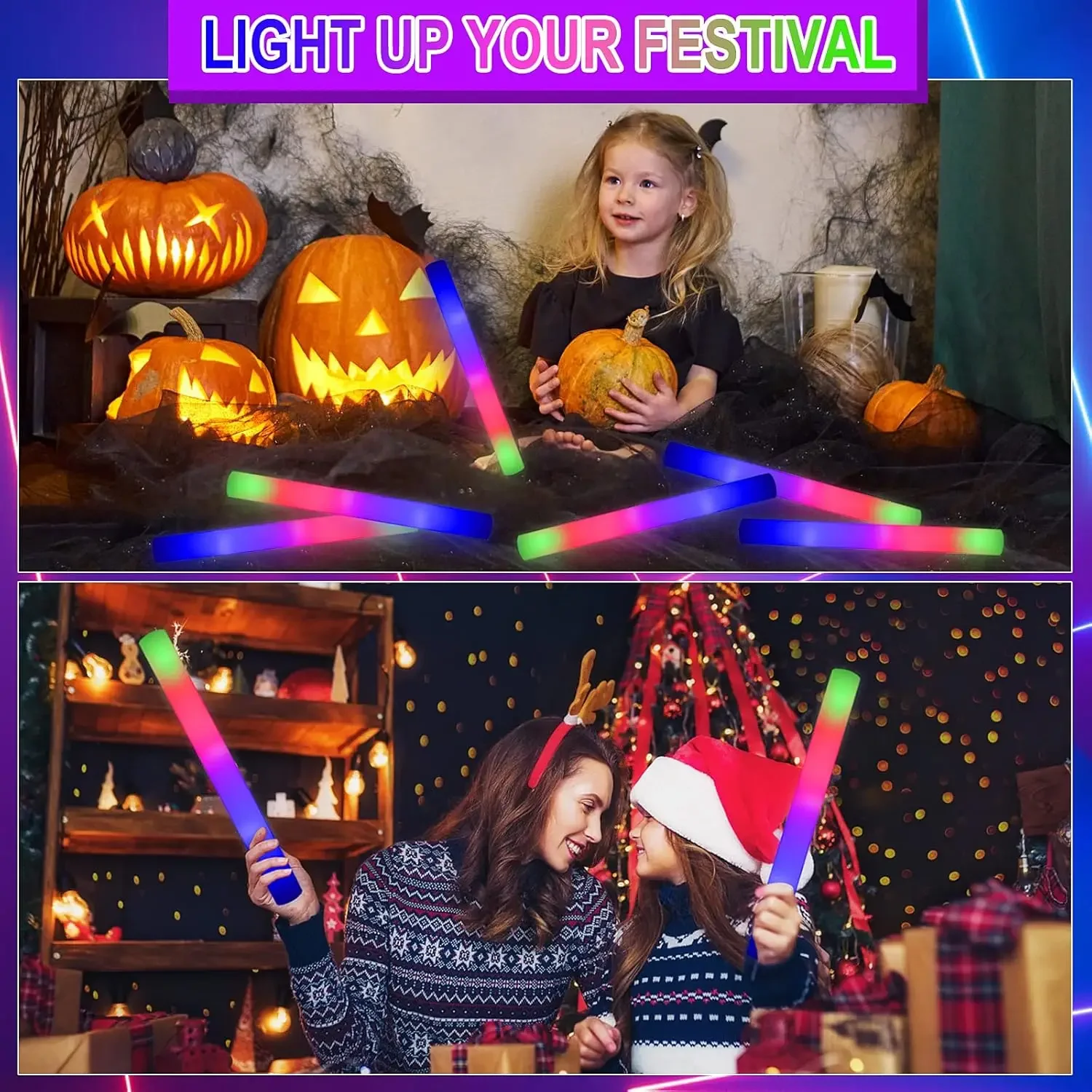 1Z-50PCS Led Foam Glow Sticks  - Flashing Led Foam Sticks Party ulasan dan harga