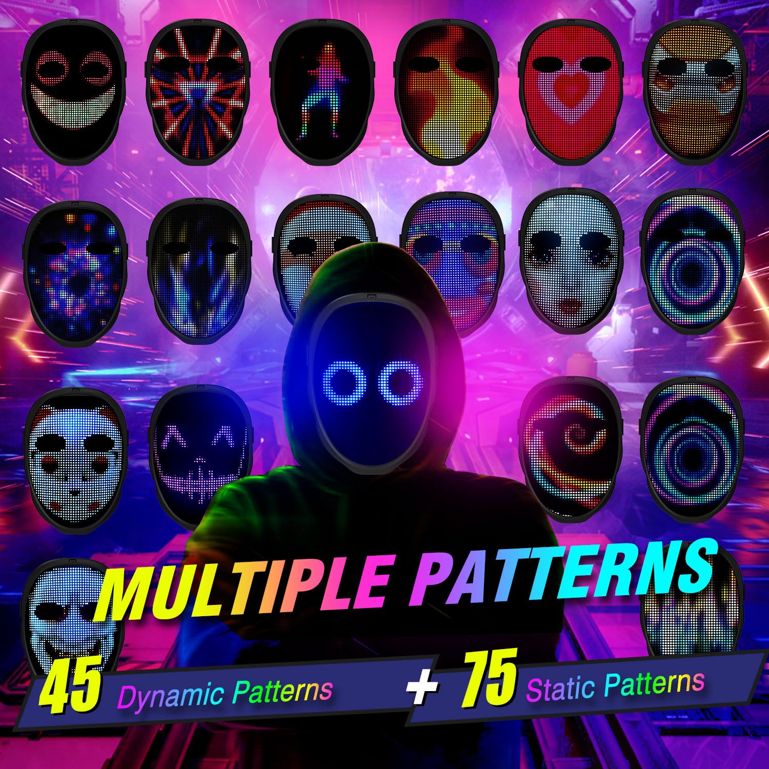 Party LED Light up Mask Gestur - Led Purge Mask Halloween ulasan dan harga