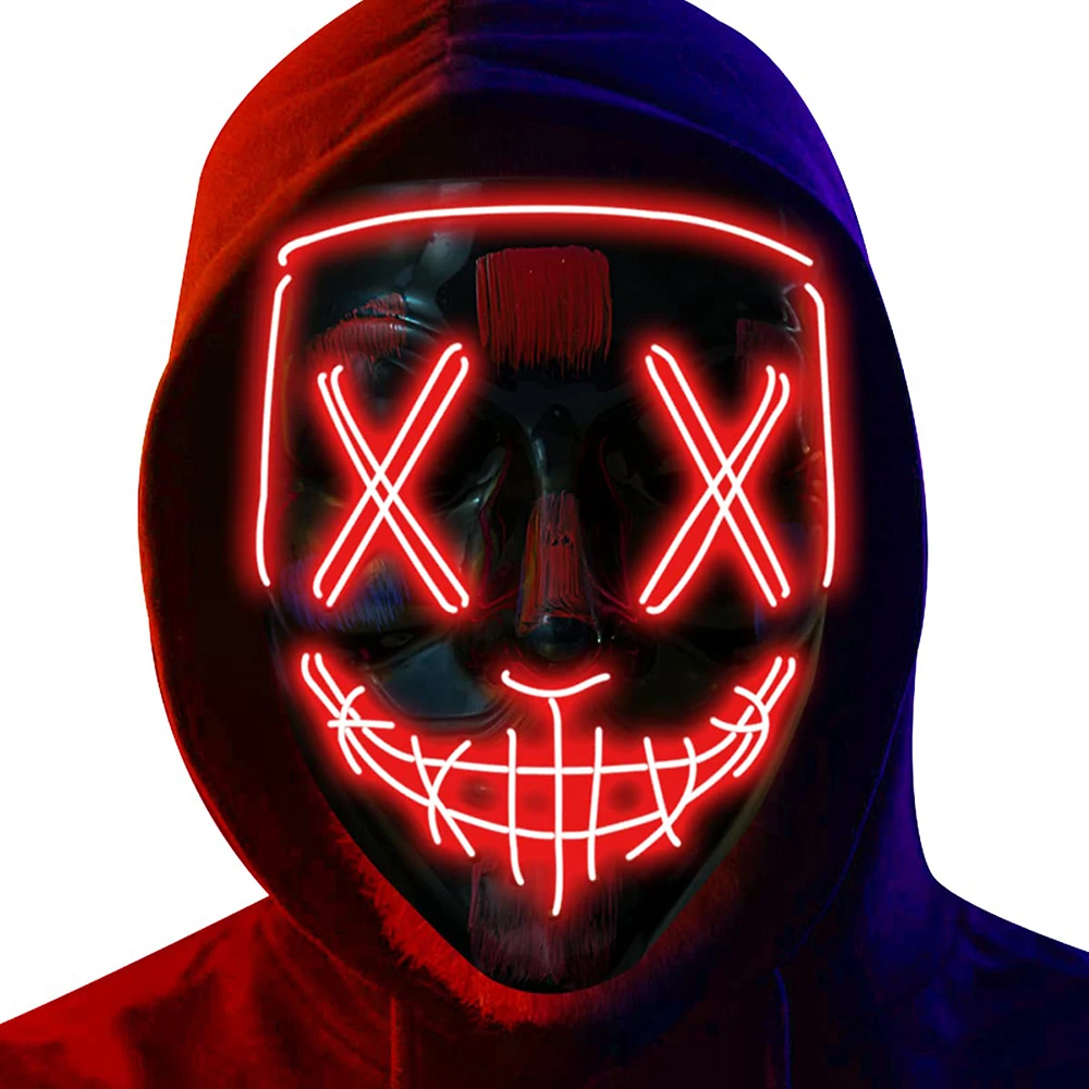 Adult Kids  Halloween Neon Led - Led Purge Mask Halloween ulasan dan harga