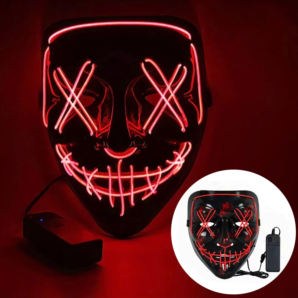 Adult Kids  Halloween Neon Led - Led Purge Mask Halloween ulasan dan harga
