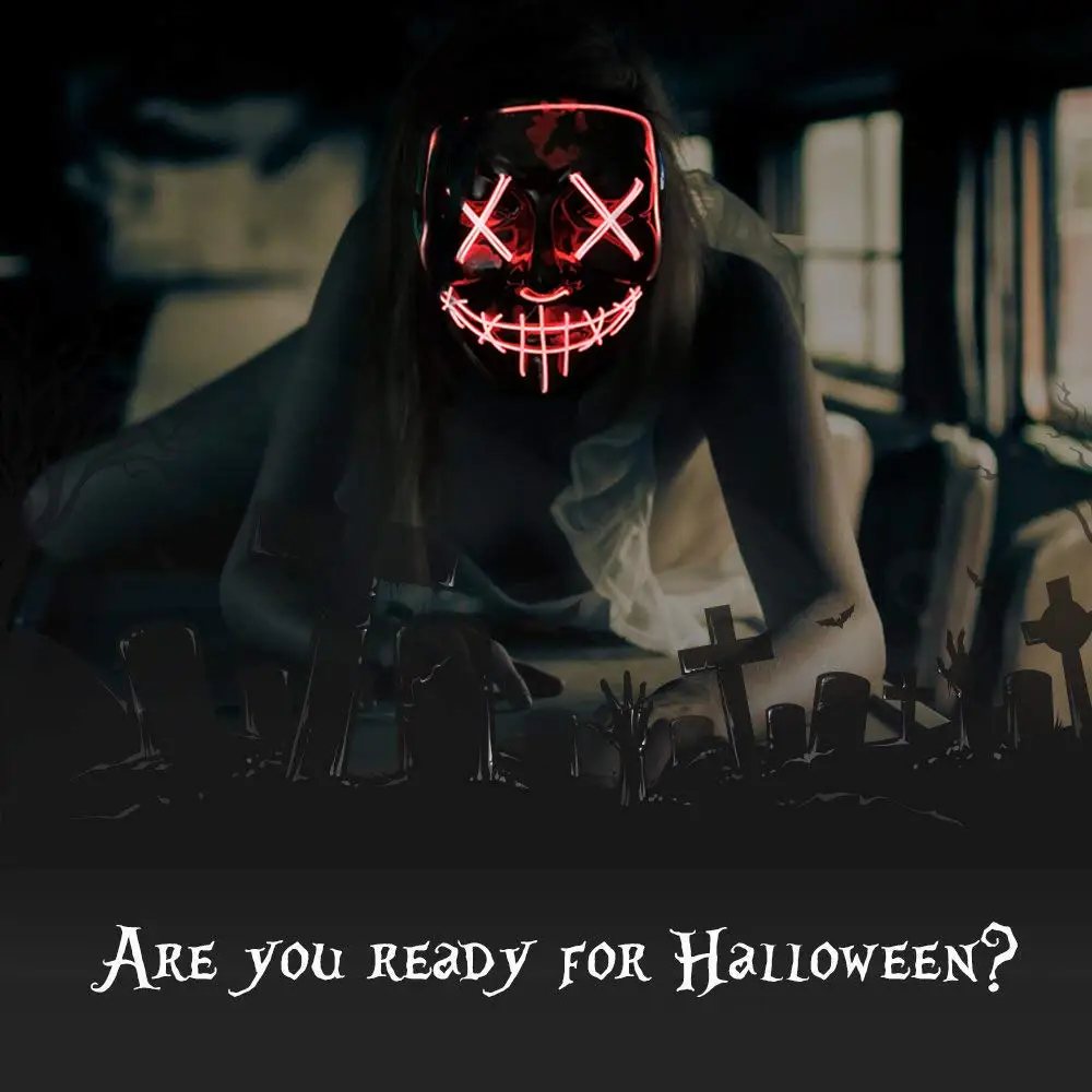 Adult Kids  Halloween Neon Led - Led Purge Mask Halloween ulasan dan harga