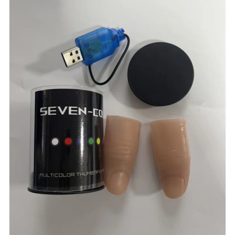 Seven Colors LED Light Thumb T - Thumb Tip Magic Trick Set ulasan dan harga