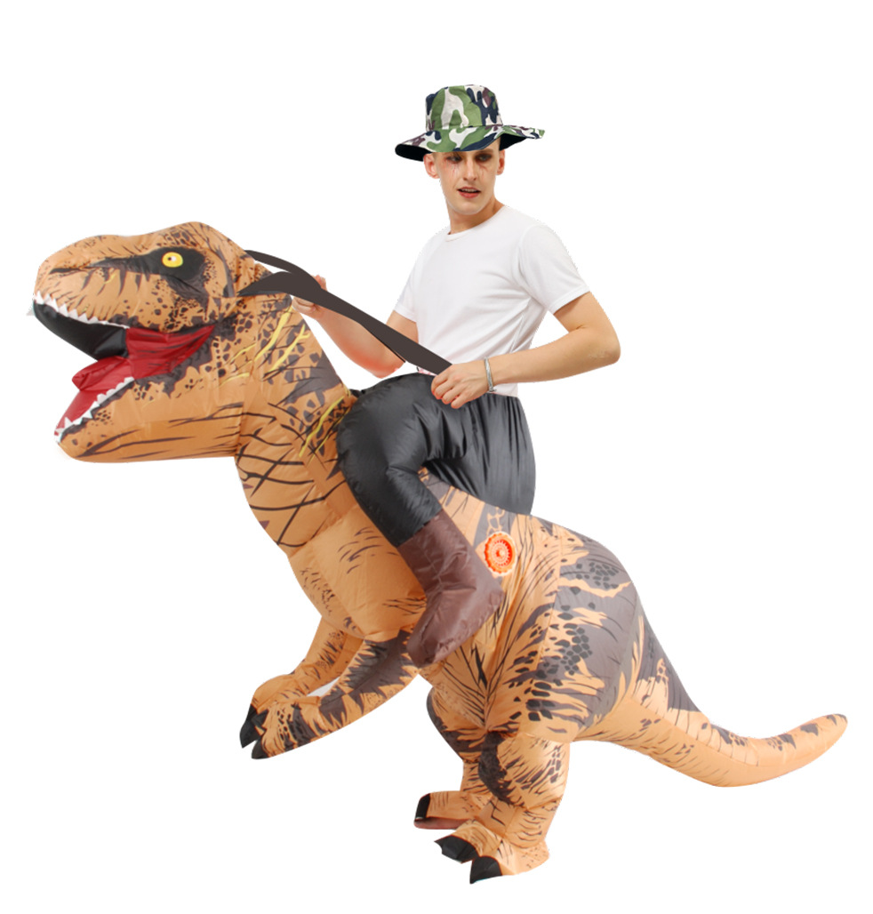 Adult Funny Riding Brown Dinos - Inflatable Dinosaur Costume Adult ulasan dan harga